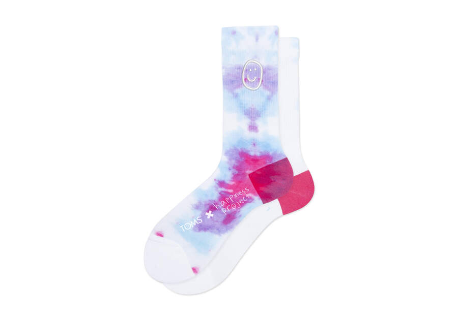 TOMS x Happiness Project Tie Dye Smiley Crew Sock  Opens in a modal