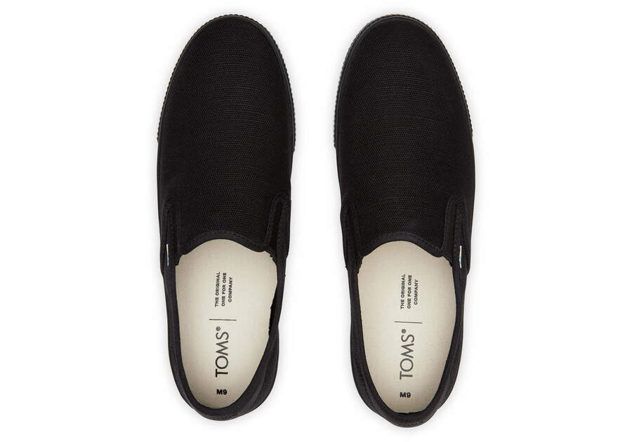 Baja All Black Heritage Canvas Slip On Sneaker Top View Opens in a modal