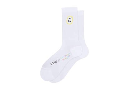 TOMS x Happiness Project White Smiley Crew Sock