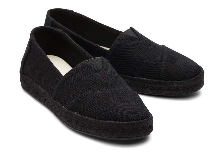 Alpargata Rope 2.0 Black Linen Espadrille Front View Opens in a modal