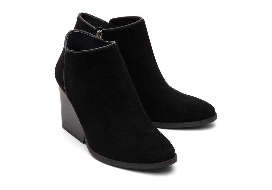 Hadley Black Suede Heeled Boot Front View