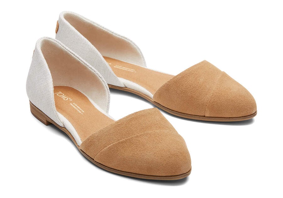 Jutti D'Orsay Tan Suede Leather Flat Front View