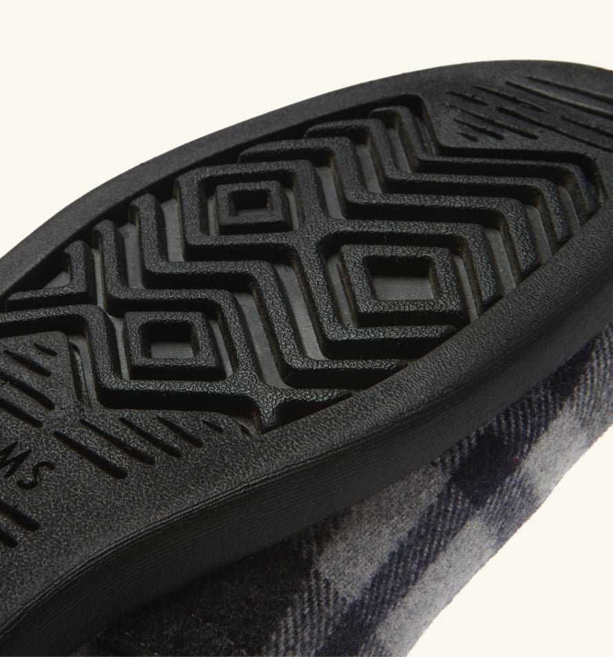 Close up of the Alpargata Plaid sole in black.