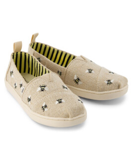 Kid's Youth Alpargata Embroidered Bees Kids Shoe in embroidered bees shown.