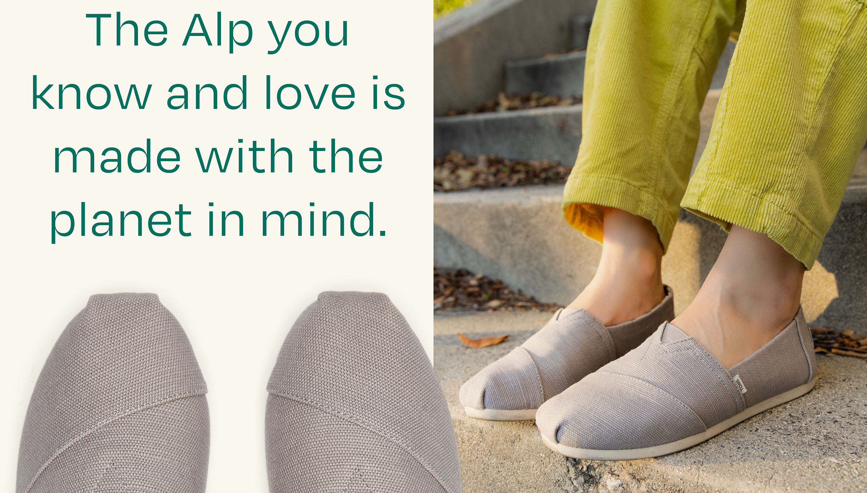The Alp you know and love is made with the planet in mind. The Morning Dove Alpargata Heritage Canvas shown.