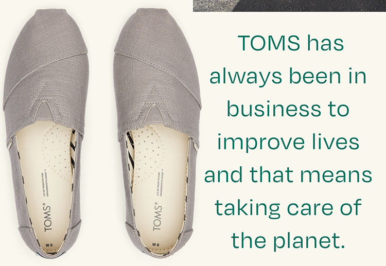 TOMS has always been in business to improve lives and that means taking care of the planet. The Morning Dove Alpargata Heritage Canvas shown.