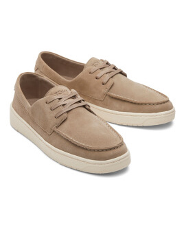 Men's TRVL LITE London Taupe Suede Loafer in dune shown.