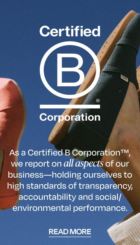 Certified B Corporation logo. As a Certified B Corporation™, we report on all aspects of our business—holding ourselves to high standards of transparency, accountability and social/environmental performance. Read more.
