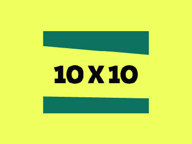 10x10 in the TOMS logo