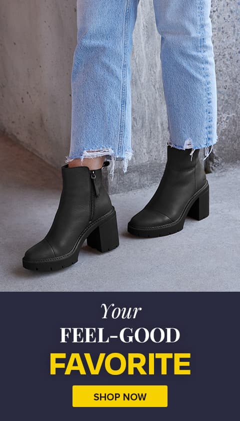 Women's Leather Rya Boots in black shown. Your feel-good favorite. Shop Now.