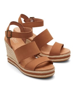 Women's Madelyn Tan Leather Wedge Sandal in leather tan shown.