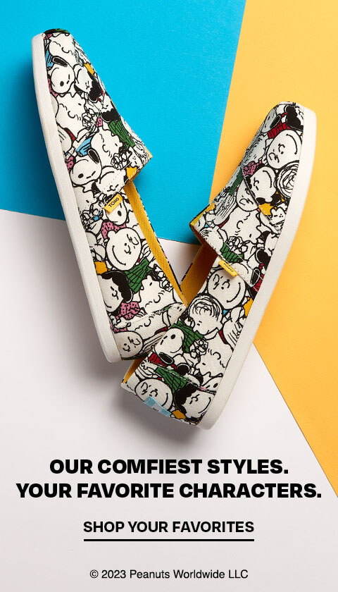 Our comfiest styles. Your favorite characters. Shop your favorites. Women's Yellow Alpargata Peanuts Cast Print Espadrille Slip On shown. © 2022 Peanuts Worldwide LLC
