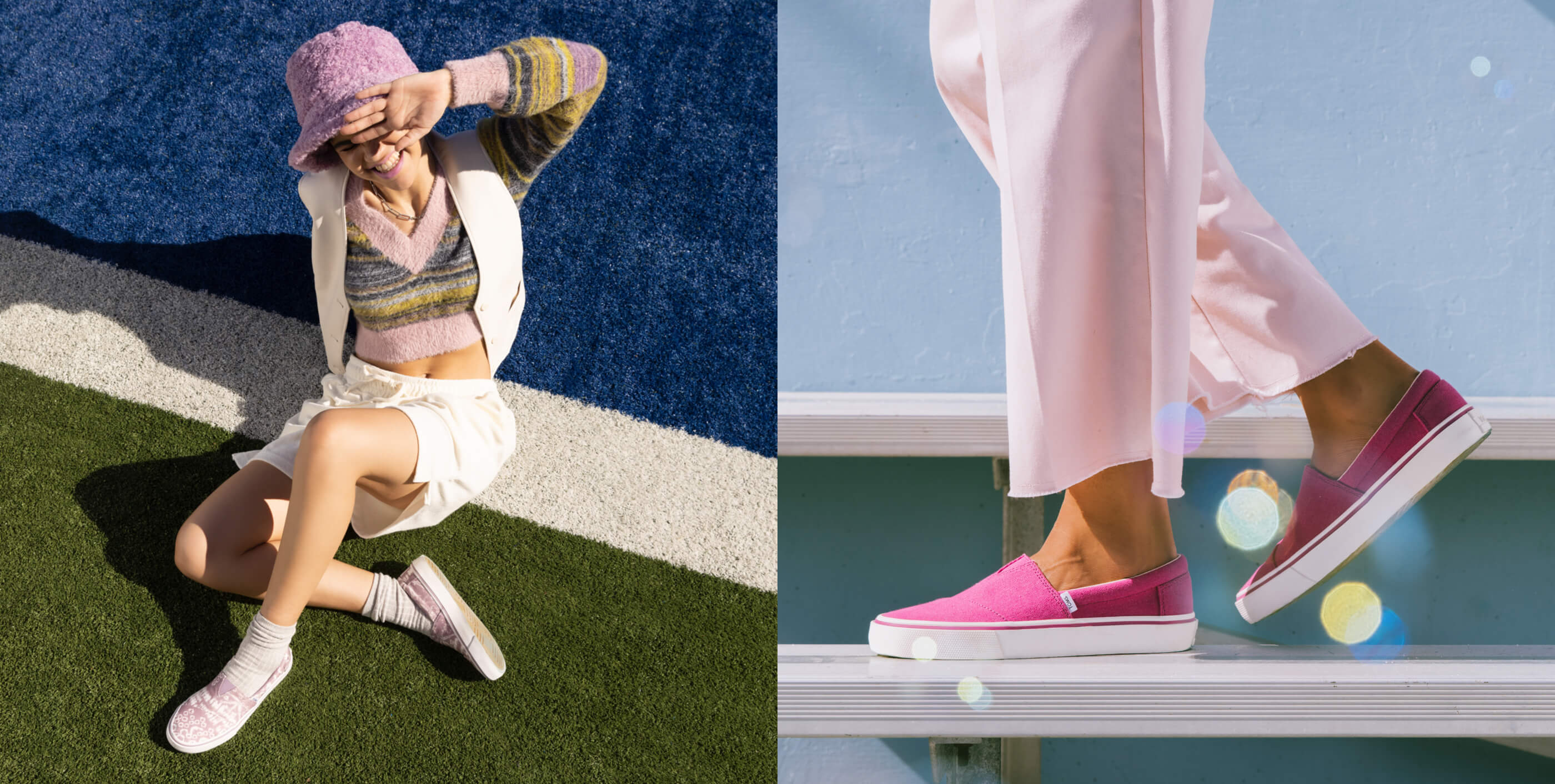 Cropped feet view of model wearing the Women's Dark Pink Fenix Slip On Sneaker Shoe shown.