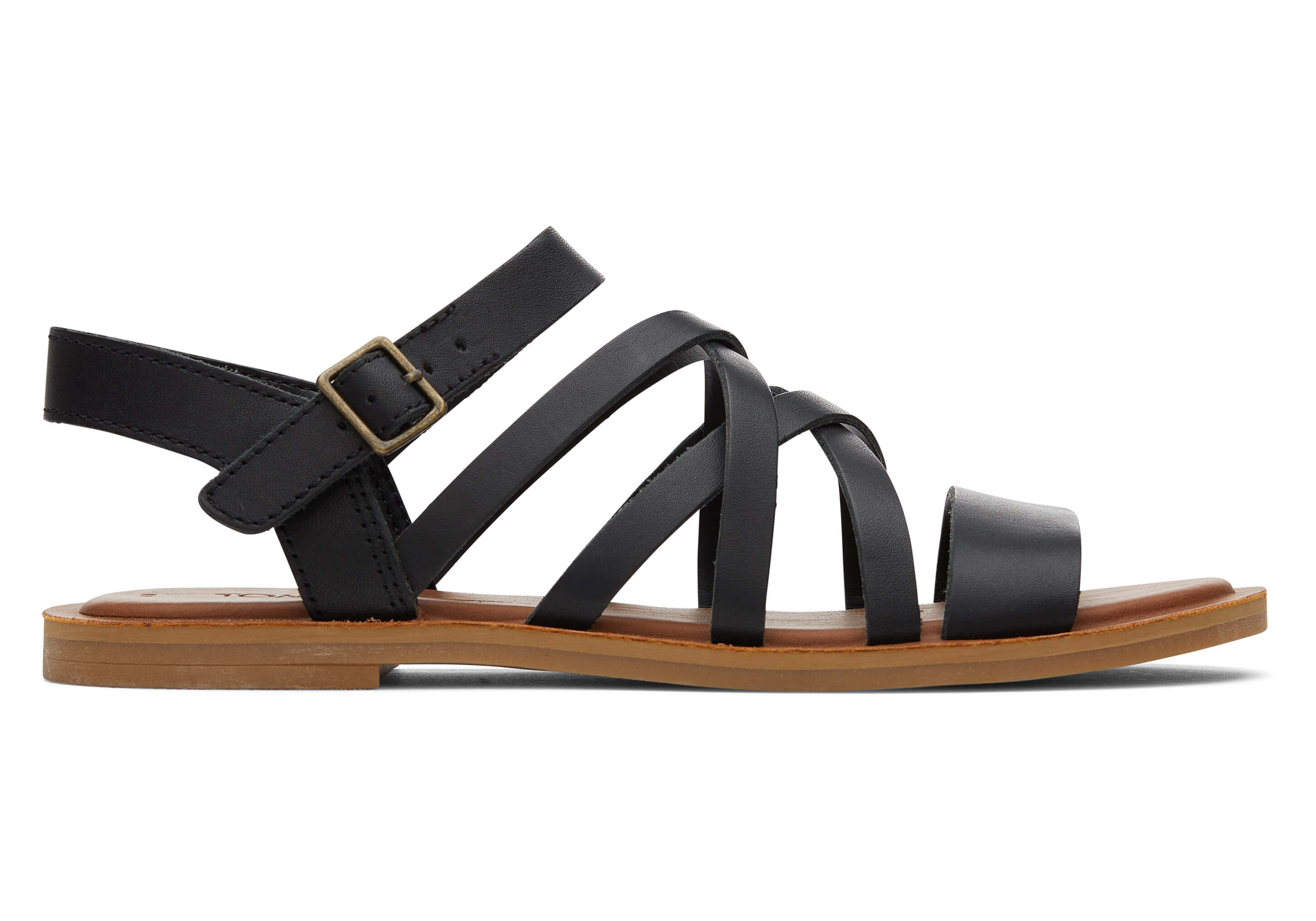 Women's Black Sephina Strappy Leather Sandal | TOMS