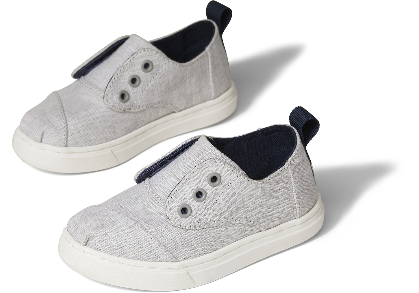 kids tiny grey chambray cordones sneaker shoe | TOMS