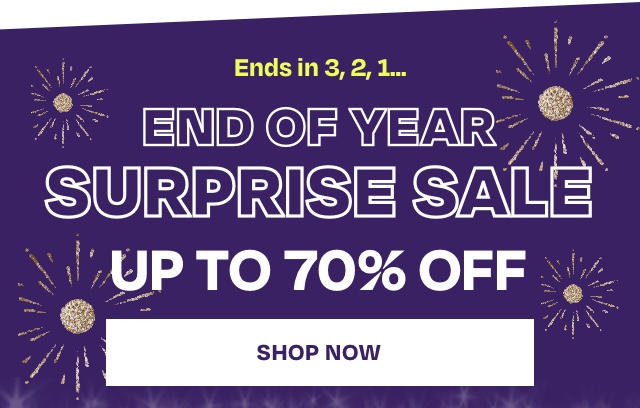 Ends in 3, 2, 1 - End of Year Surprise Sale up to 70 Off
