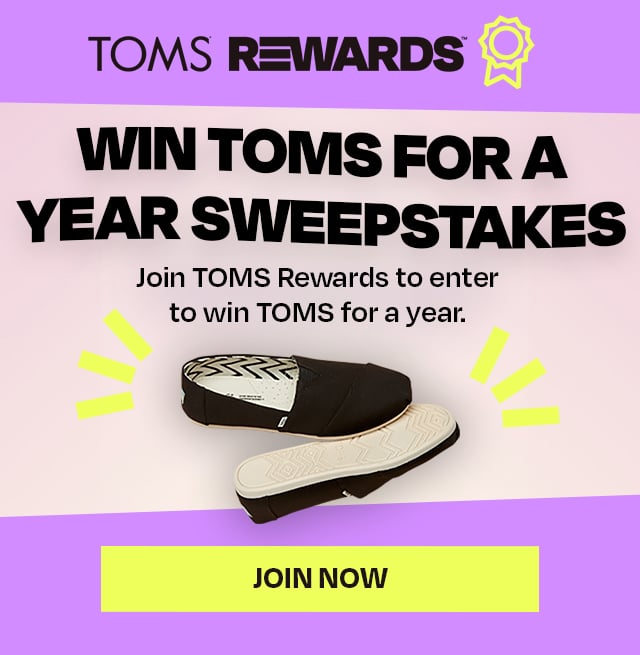 Win TOMS for a year sweepstakes